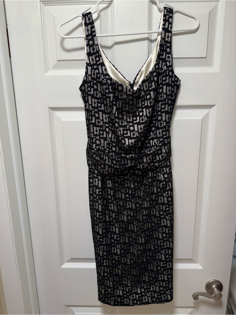 Nine West Black Sheath Dress with Silver Geometric Detail